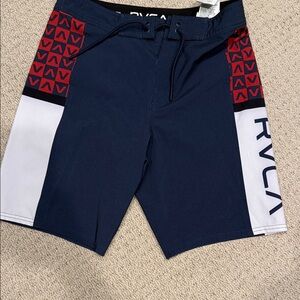 RVCA Kids Navy and Red Shorts